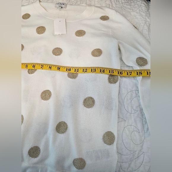 J.Crew Teddie White With Gold Polka Dots Sweater Women's Size XS NWT - Picture 7 of 8